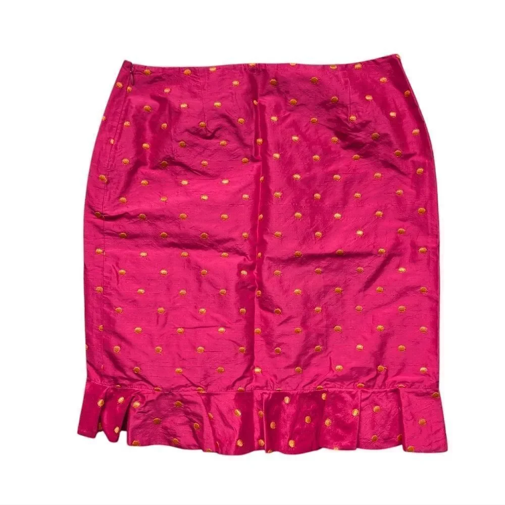 CK BRADLEY New York Fushia/Yellow Silk Ruffle skirt (8)